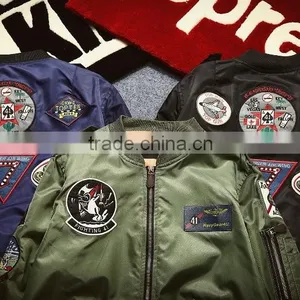 2016 Fashion Quality Embroidered Baseball Jacket for Men's Military Air Force Bomber Jacket Wholesale thumbnail-5