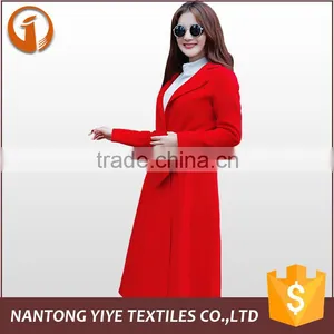 Factory Price 2016 Women Red Plaid Turn Down Collar Winter Long Coat thumbnail-1