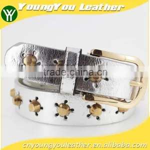 Fashion Metal Studded Women Jeans Belt With Shiny PU Leather for Jeans in Yiwu thumbnail-1