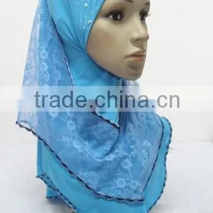 H259 Latest Muslim Hijab With Lace Layer thumbnail-5