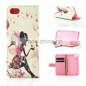 Stand Leather Case for Iphone 7 With Wallet Happiness Girl Design thumbnail-1