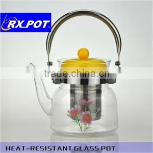 Creative Life Series - Glass Tea Pot + Tea Infuser Strainer ,Lead-free Heat-resistant Borosilicate Glass 600B/1400B/2000B thumbnail-3