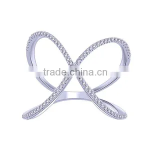 Sterling Silver Criss Cross Rings,Solid Silver X Knuckle Rings thumbnail-1
