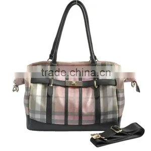 Summer Hot! Plaid Printed PU With Belt Lock Shoulder Bags Fashion Ladies Handbags 2012 thumbnail-1
