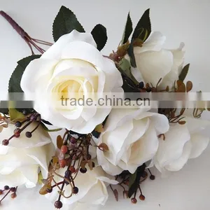 Blue 7 Heads Artificial Rose Flower Bouquet thumbnail-4