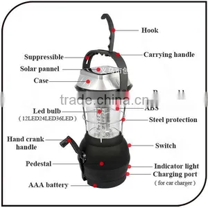 32 Led Powered by Hand Crank AAA Battery Solar Pannel Emergency Led Solar Camping Lantern Lamp thumbnail-2