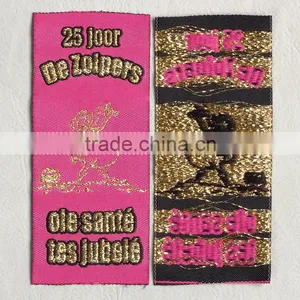 Hot Sale Gold Mark Tag and Straight Cut Woven Label for Cotton Flower Dress thumbnail-2