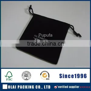 New Black Pouch Velvet With Silk-screen Logo Printed thumbnail-1