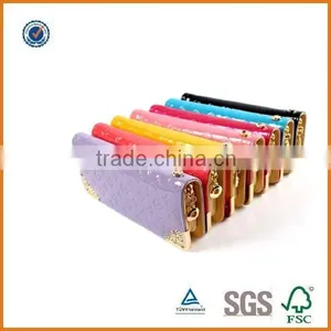 Cheap Wholesale Colorful Lady Use Top Grade Exquisite Leather Lady Wallet With Metal Decoration ,lady Wallet Manufacturer thumbnail-1
