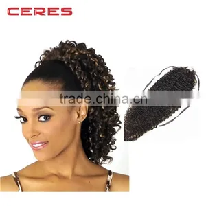 China Wholesale Cheap Grade 7A Afro Kinky Hair Ponytail Headband Raw Unprocessed Kinky Curly Ponytail thumbnail-1