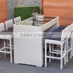 Six Bar Chair With Table in White Wicker Furniture New thumbnail-1