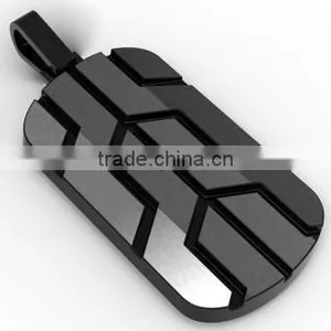 Custom Size Black Face Etched Dog Tag Pendant Stainless Steel Men Pendant thumbnail-2