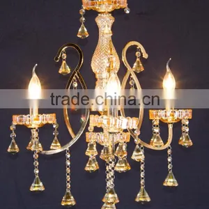 WD-1845-3/5/8 LED Hot Sale Cone K9 Crystal Gold Iron Hanging Light thumbnail-1
