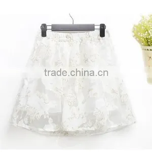 New Fashion Lady Elegant Women's High Elastic Waist Mini Pleated Puff Floral Printed Short Skirt thumbnail-4