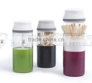 SINOGLASS 1PC Round Plastic Toothpick Dispenser thumbnail-1