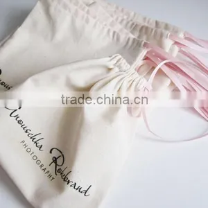 Customized Printing White Cotton Bags With Double Drawstring thumbnail-1