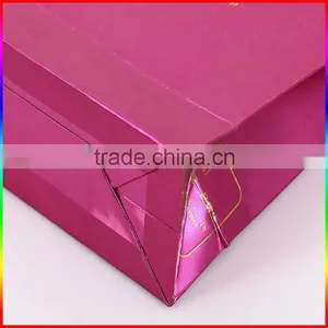 Embossed Magenta Paper Wedding Bag With Gold Printing thumbnail-4