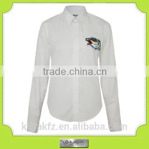 Custom Short Sleeve Cotton Grey Embroidered Women Work Shirt thumbnail-6