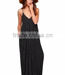 Women V Neck Spaghetti Strap Summer Beach Long Maxi Dress thumbnail-3