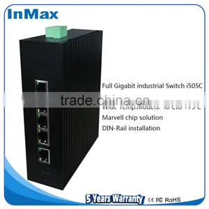 Full Gigabit IP 40 Protection 5x10/100/1000MBase TX Gigabit Industrial Ethernet Switch I505C thumbnail-1