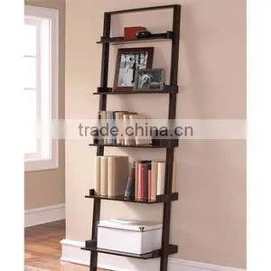 Leaning Ladder 5-Shelf Bookcase Metal Book Shelf thumbnail-1