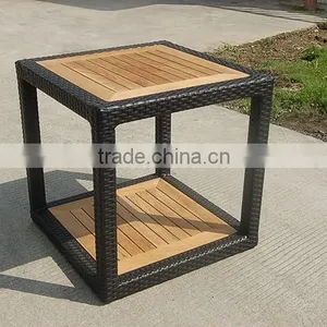Square Outdoor Teakwood Table Wicker Furniture thumbnail-2