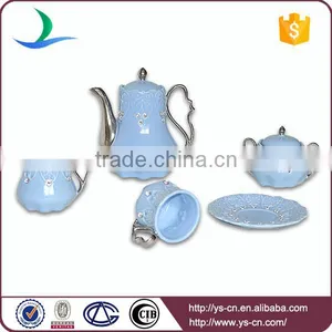 Hotel& Restaurant &daily Use Blue Ceramic Coffee Tea Set thumbnail-1