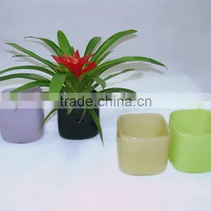 Chinese Hand Blown Stained Square Cheap Acrylic Glass Vase;wholesale Clear Glass Bud Vases; thumbnail-1