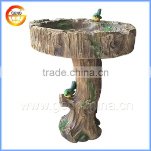 Natural Wooden Color Concrete Garden Bird Bath for Garden Decor thumbnail-3