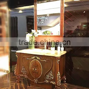 Classic Design Bathroom Furniture Sanitary Ware, Wood Carved Vanity With Sink, Hand Painting Bathroom Cabinet With Marble Top thumbnail-1