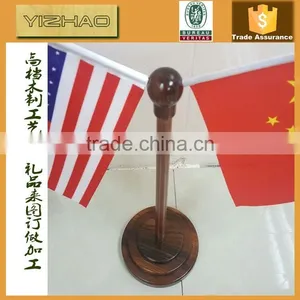 WOODEN ANTIQUE TABLE /DESK FLAG BASES / STAND & WOODEN STICKS thumbnail-1