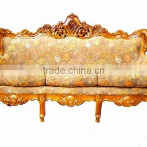 Soild Wood Carved Sofa, Solid Wood Sofa, Wood Frame Sofa, Indian Carved Sofa thumbnail-1