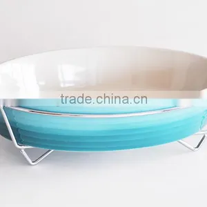 3PCS Stoneware Casserole With Solid Color and Rack thumbnail-2