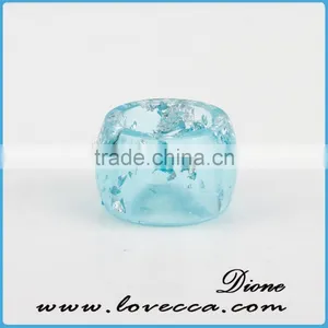 Preserved Flowers in Resin , Handmade Jewelry Dried Flower Resin Rings , Blue Eco-resin Ring thumbnail-2
