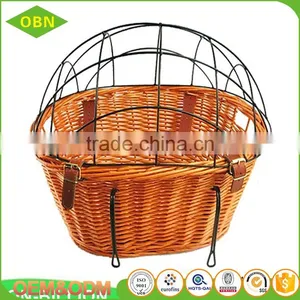 Traditional Handmade Cheap Large Bike Basket Dog Carriers Wicker Bike Basket With Cover thumbnail-3