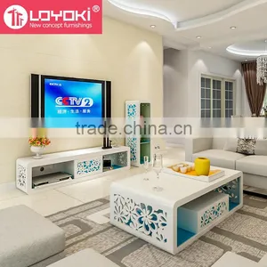 New Design Beautiful Carving Flower TV Console With Drawer Eco-friendly Wood Furniture Easy Assembly Living Room Furniture thumbnail-4