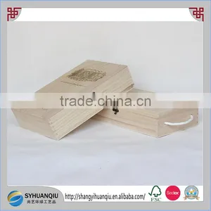 Caoxian Craftmanship Unfinished Double Bottle Wooden Wine Box thumbnail-1
