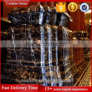 Italy Polished Portopo Marble Black Golden Flowers Marble thumbnail-2