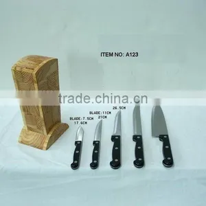 Five Slots Wooden or Bamboo Knife Block thumbnail-1