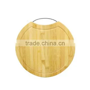 Round Board Natural Bamboo Cutting Board With Handle thumbnail-4
