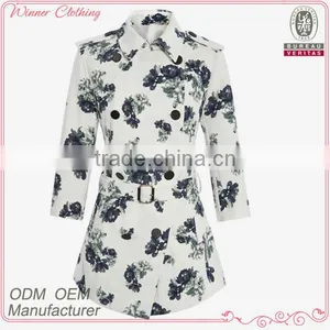 2015 New Style Fashion Flora Printed Stand Collar Long Sleeve Formal Mature Ladies Office Wear Dresses Dress thumbnail-1