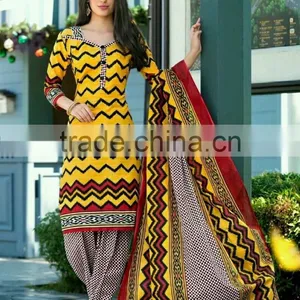 Pure Cotton Readymade Printed Suits With You Get Top, Bottom, & Dupatta, it is a 3 Piece Dresss thumbnail-1