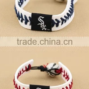 U.S. Major League Baseball Leather Braided Bracelet, Baseball Sports Leather Bracelet,custom Logo Leather Bracelet for Promotion thumbnail-1