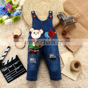 2015 Hot Sale Baby Jeans Children Denim Overalls Kids Carton Bear Fashion Jeans thumbnail-1