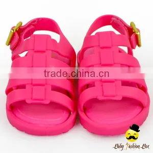 Children Summer Plain Dark Pink Soft Silicone Gladiator Little Girl Flattie Snadals Shoes thumbnail-3