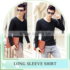 New Fashion Slim Fit T Shirt for Men ,tight V Neck Long Sleeves Shirt Manufacturer thumbnail-1