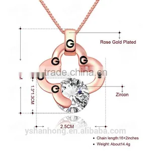 Fashion Plating Rose Gold Zircon Pendant Necklace thumbnail-4