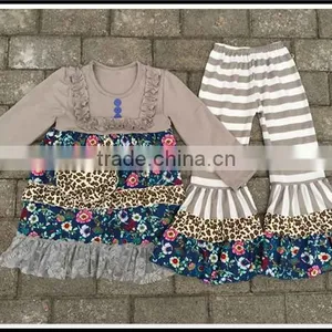 2016 Giggle Moon Remake Outfits Wholesale Children's Boutique Clothi Cotton Dress and Pant Ruffle Outfits thumbnail-5