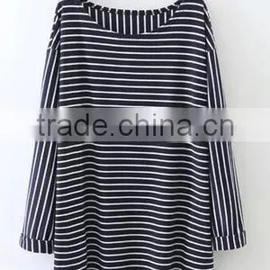 Runwaylover EY2370B Long Style 2017 Ladies Fashion Stripe Loose Blouse thumbnail-5