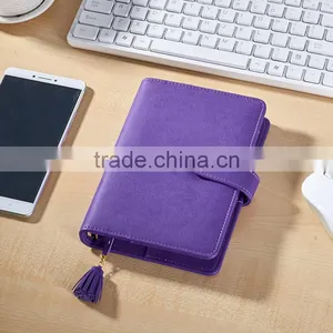 High Quality pu Cover Planner With Metal Buckle Custom Loose Leaf Binding Notebook With Tassels Gold Foil Logo thumbnail-3